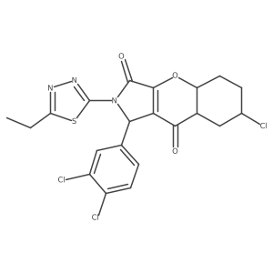 7-chloro-1-(3,4-dichlorophenyl)-2-(5-ethyl-1,3,4-thiadiazol-2-yl)-4a,5,6,7,8,8a-hexahydro-1H-chromeno[2,3-c]pyrrole-3,9-dione结构式