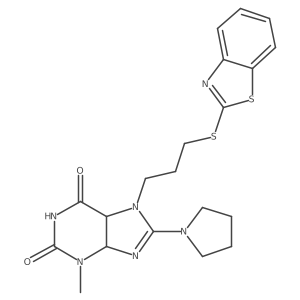 7-[3-(1,3-Benzothiazol-2-ylsulfanyl)propyl]-3-methyl-8-pyrrolidin-1-yl-4,5-dihydropurine-2,6-dione结构式