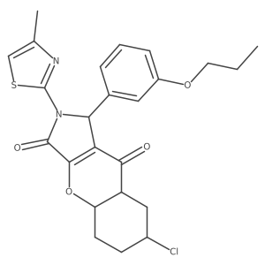7-chloro-2-(4-methyl-1,3-thiazol-2-yl)-1-(3-propoxyphenyl)-4a,5,6,7,8,8a-hexahydro-1H-chromeno[2,3-c]pyrrole-3,9-dione结构式
