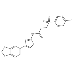 N-(4-(benzo[d][1,3]dioxol-5-yl)thiazol-2-yl)-3-((4-fluorophenyl)sulfonyl)propanamide结构式