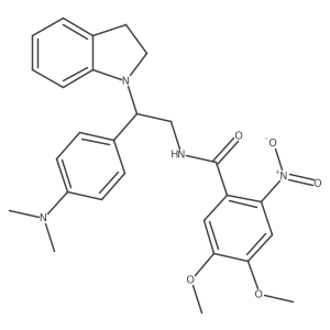 N-(2-(4-(dimethylamino)phenyl)-2-(indolin-1-yl)ethyl)-4,5-dimethoxy-2-nitrobenzamide结构式