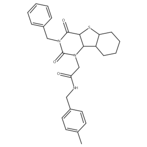 2-{5-benzyl-4,6-dioxo-8-thia-3,5-diazatricyclo[7.4.0.0^{2,7}]trideca-1(9),2(7),10,12-tetraen-3-yl}-N-[(4-methylphenyl)methyl]acetamide Structure