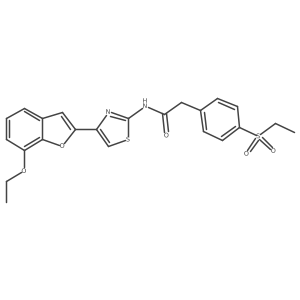 N-(4-(7-ethoxybenzofuran-2-yl)thiazol-2-yl)-2-(4-(ethylsulfonyl)phenyl)acetamide结构式