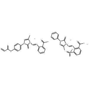 Chromate(2-), (2-((4,5-dihydro-3-methyl-5-oxo-1-(4-((1-oxo-2-propenyl)amino)phenyl)-1H-pyrazol-4-yl)azo)benzoato(2-))(2-((4,5-dihydro-3-methyl-5-oxo-1-phenyl-1H-pyrazol-4-yl)azo)-5-sulfobenzoato(3-))-, dihydrogen Structure
