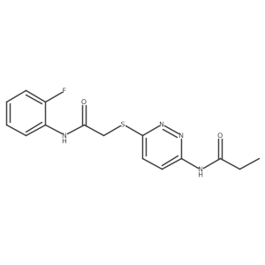 N-(6-((2-((2-fluorophenyl)amino)-2-oxoethyl)thio)pyridazin-3-yl)propionamide Structure