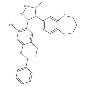 2-[4-(3,4-dihydro-2H-1,5-benzodioxepin-7-yl)-5-methylpyrazolidin-3-yl]-4-ethyl-5-phenylmethoxyphenol结构式