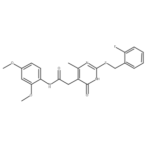 N-(2,4-dimethoxyphenyl)-2-(2-((2-fluorobenzyl)thio)-4-methyl-6-oxo-1,6-dihydropyrimidin-5-yl)acetamide结构式