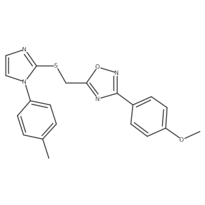 3-(4-methoxyphenyl)-5-(((1-(p-tolyl)-1H-imidazol-2-yl)thio)methyl)-1,2,4-oxadiazole Structure