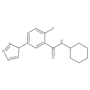 O=C(NC1CCCCC1)c1cc(-n2cnnn2)ccc1F结构式