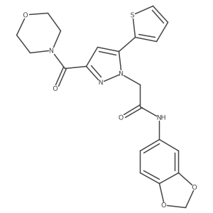 O=C(Cn1nc(C(=O)N2CCOCC2)cc1-c1cccs1)Nc1ccc2c(c1)OCO2结构式