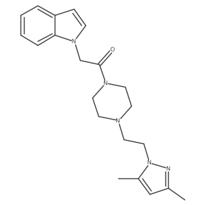 1-(4-(2-(3,5-dimethyl-1H-pyrazol-1-yl)ethyl)piperazin-1-yl)-2-(1H-indol-1-yl)ethanone Structure