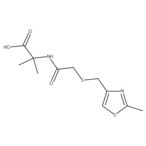 2-Methyl-2-(2-(((2-methylthiazol-4-yl)methyl)thio)acetamido)propanoic acid Structure