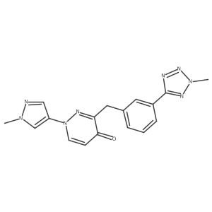 1-(1-Methylpyrazol-4-yl)-3-[[3-(2-methyltetrazol-5-yl)phenyl]methyl]pyridazin-4-one结构式