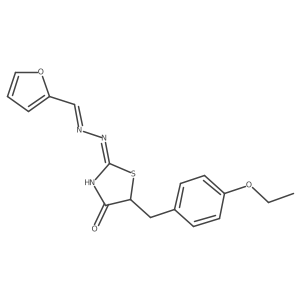 (Z)-5-(4-ethoxybenzyl)-2-((E)-(furan-2-ylmethylene)hydrazono)thiazolidin-4-one Structure