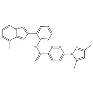 6-(3,5-dimethyl-1H-pyrazol-1-yl)-N-(2-(8-methylimidazo[1,2-a]pyridin-2-yl)phenyl)pyridazine-3-carboxamide结构式