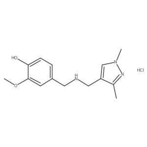 4-[[(1,3-Dimethylpyrazol-4-yl)methylamino]methyl]-2-methoxyphenol;hydrochloride Structure