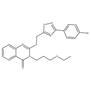 2-(((3-(4-bromophenyl)-1,2,4-oxadiazol-5-yl)methyl)thio)-3-(3-ethoxypropyl)quinazolin-4(3H)-one Structure