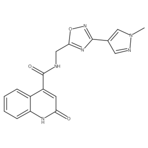 2-hydroxy-N-{[3-(1-methyl-1H-pyrazol-4-yl)-1,2,4-oxadiazol-5-yl]methyl}quinoline-4-carboxamide结构式