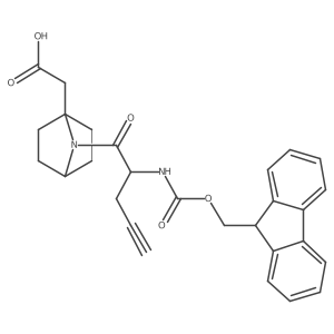 2-{7-[2-({[(9H-fluoren-9-yl)methoxy]carbonyl}amino)pent-4-ynoyl]-7-azabicyclo[2.2.1]heptan-1-yl}acetic acid结构式