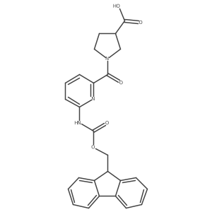 1-[6-({[(9H-fluoren-9-yl)methoxy]carbonyl}amino)pyridine-2-carbonyl]pyrrolidine-3-carboxylic acid结构式