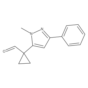 1-(1-methyl-3-phenyl-1H-pyrazol-5-yl)cyclopropane-1-carbaldehyde结构式