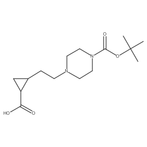 2-(2-{4-[(Tert-butoxy)carbonyl]piperazin-1-yl}ethyl)cyclopropane-1-carboxylic acid结构式