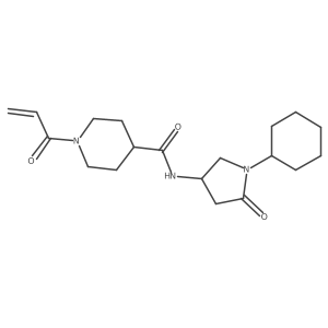 N-(1-Cyclohexyl-5-oxopyrrolidin-3-yl)-1-prop-2-enoylpiperidine-4-carboxamide结构式