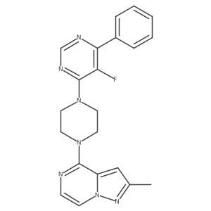 5-Fluoro-4-(4-{2-methylpyrazolo[1,5-a]pyrazin-4-yl}piperazin-1-yl)-6-phenylpyrimidine Structure