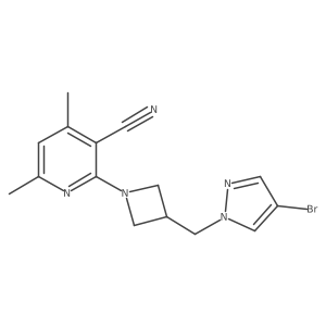2-{3-[(4-bromo-1H-pyrazol-1-yl)methyl]azetidin-1-yl}-4,6-dimethylpyridine-3-carbonitrile Structure