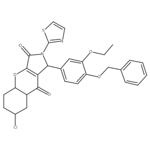 7-chloro-1-(3-ethoxy-4-phenylmethoxyphenyl)-2-(1,3-thiazol-2-yl)-4a,5,6,7,8,8a-hexahydro-1H-chromeno[2,3-c]pyrrole-3,9-dione Structure