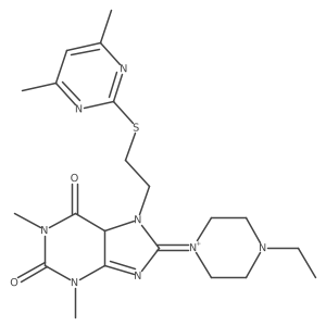 7-[2-(4,6-dimethylpyrimidin-2-yl)sulfanylethyl]-8-(4-ethylpiperazin-1-ium-1-ylidene)-1,3-dimethyl-5H-purine-2,6-dione Structure