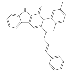 2-(cinnamylthio)-3-(2,5-dimethylphenyl)-3H-pyrimido[5,4-b]indol-4(5H)-one Structure
