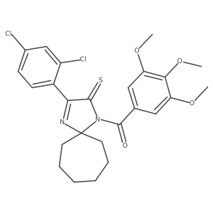 3-(2,4-Dichlorophenyl)-1-(3,4,5-trimethoxybenzoyl)-1,4-diazaspiro[4.6]undec-3-ene-2-thione Structure