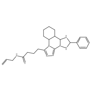 4-{9-phenyl-2,4,5,7,8,10-hexaazatetracyclo[10.4.0.0^{2,6}.0^{7,11}]hexadeca-1(16),3,5,8,10,12,14-heptaen-3-yl}-N-(prop-2-en-1-yl)butanamide结构式