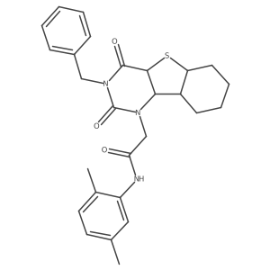 2-{5-benzyl-4,6-dioxo-8-thia-3,5-diazatricyclo[7.4.0.0^{2,7}]trideca-1(9),2(7),10,12-tetraen-3-yl}-N-(2,5-dimethylphenyl)acetamide Structure