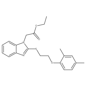 Ethyl 2-{2-[2-(2,4-dimethylphenoxy)ethylthio]benzimidazolyl}acetate结构式