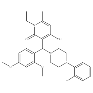 3-((2,4-dimethoxyphenyl)(4-(2-fluorophenyl)piperazin-1-yl)methyl)-1-ethyl-4-hydroxy-6-methylpyridin-2(1H)-one结构式