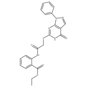 ethyl 2-[2-({4-oxo-1-phenyl-1H,4H,5H-pyrazolo[3,4-d]pyrimidin-6-yl}sulfanyl)acetamido]benzoate结构式