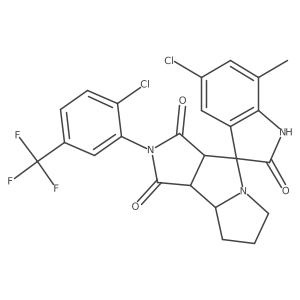 (3S,3'aR,8'aS,8'bS)-5-chloro-2'-[2-chloro-5-(trifluoromethyl)phenyl]-7-methylspiro[1H-indole-3,4'-3a,6,7,8,8a,8b-hexahydropyrrolo[3,4-a]pyrrolizine]-1',2,3'-trione Structure
