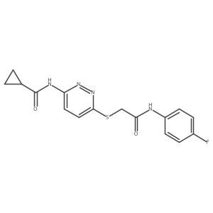 N-[6-({[(4-fluorophenyl)carbamoyl]methyl}sulfanyl)pyridazin-3-yl]cyclopropanecarboxamide Structure