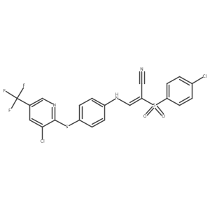 2-((4-Chlorophenyl)sulfonyl)-3-((4-(3-chloro-5-(trifluoromethyl)(2-pyridylthio))phenyl)amino)prop-2-enenitrile Structure