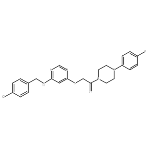 2-((6-((4-Chlorobenzyl)amino)pyrimidin-4-yl)thio)-1-(4-(4-fluorophenyl)piperazin-1-yl)ethanone Structure
