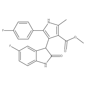 methyl 4-(5-fluoro-2-oxo-2,3-dihydro-1H-indol-3-yl)-5-(4-fluorophenyl)-2-methyl-1H-pyrrole-3-carboxylate结构式