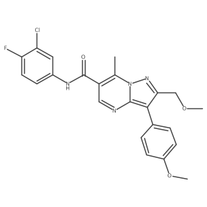 N-(3-chloro-4-fluorophenyl)-2-(methoxymethyl)-3-(4-methoxyphenyl)-7-methylpyrazolo[1,5-a]pyrimidine-6-carboxamide结构式