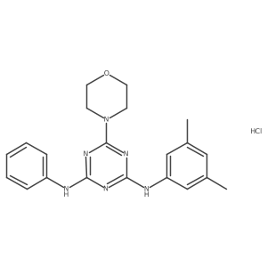 N2-(3,5-dimethylphenyl)-6-morpholino-N4-phenyl-1,3,5-triazine-2,4-diamine hydrochloride结构式