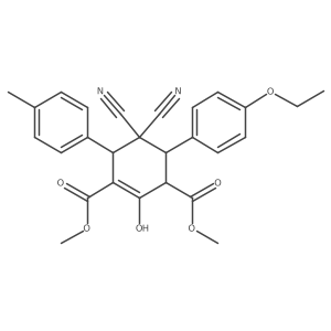 Dimethyl 5,5-dicyano-4-(4-ethoxyphenyl)-2-hydroxy-6-(4-methylphenyl)-1-cyclohexene-1,3-dicarboxylate结构式