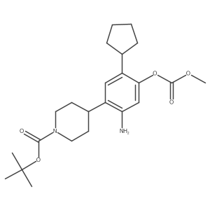 Tert-butyl 4-(2-amino-5-cyclopentyl-4-(methoxycarbonyloxy)phenyl)piperidine-1-carboxylate结构式