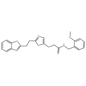 2-((5-(2-(benzo[d]thiazol-2-yl)ethyl)-1,3,4-oxadiazol-2-yl)thio)-N-(2-methoxybenzyl)acetamide Structure