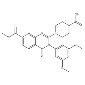 Methyl 2-(4-carbamoylpiperidin-1-yl)-3-(3,5-dimethoxyphenyl)-4-oxo-3,4-dihydroquinazoline-7-carboxylate结构式