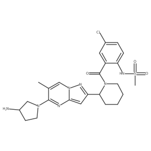 N-[2-[[(2S)-2-[5-[(3R)-3-Amino-1-pyrrolidinyl]-6-methylpyrazolo[1,5-a]pyrimidin-2-yl]-1-piperidinyl]carbonyl]-4-chlorophenyl]methanesulfonamide Structure